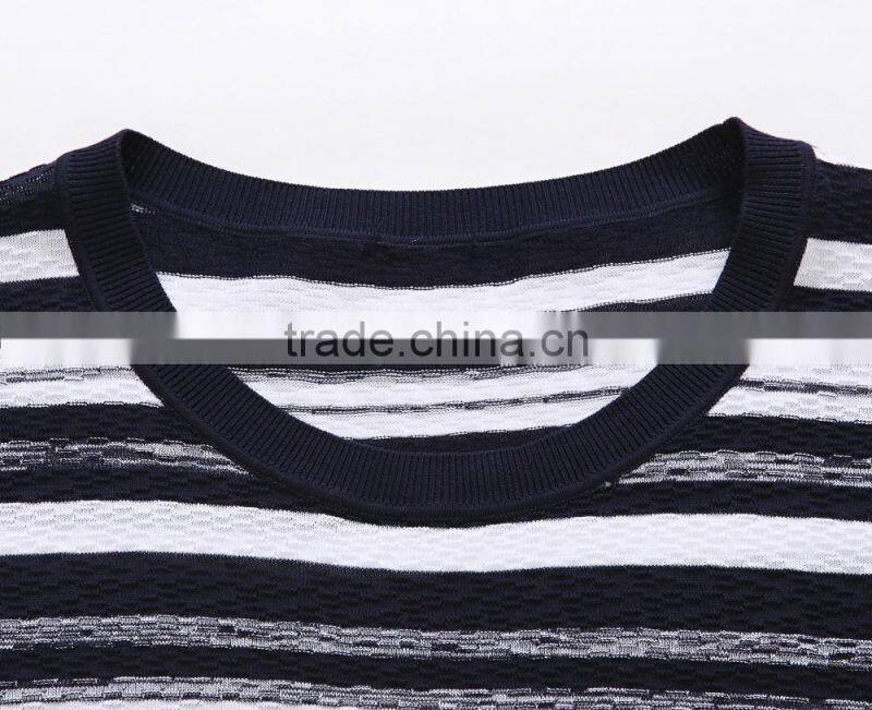 custom striped cotton crew neck cardigan man sweater , pullover