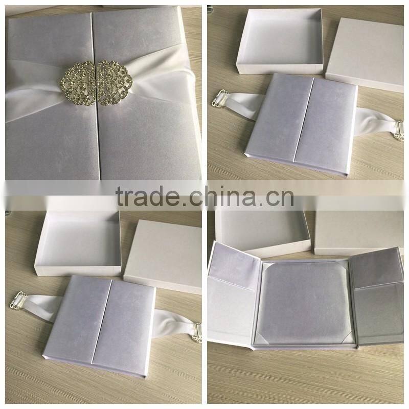 Pure classical lavender color wedding invitation gift box satin material