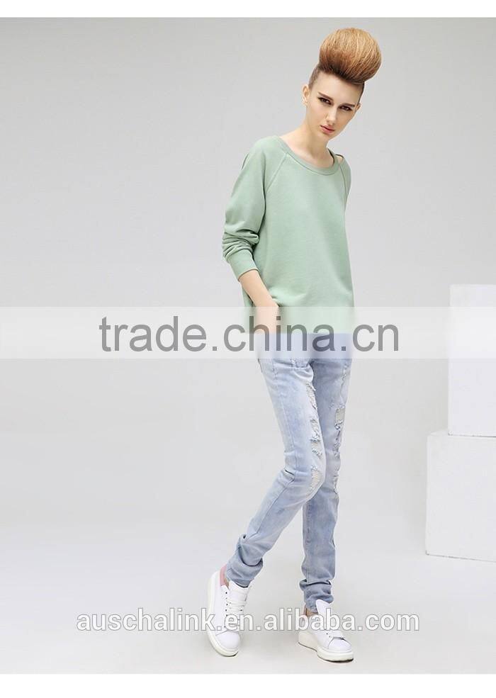 autumn latest new design women funky ripped denim jean pants