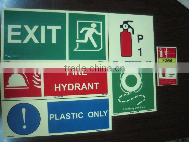 Photoluminescent film for exit sign, safety sign