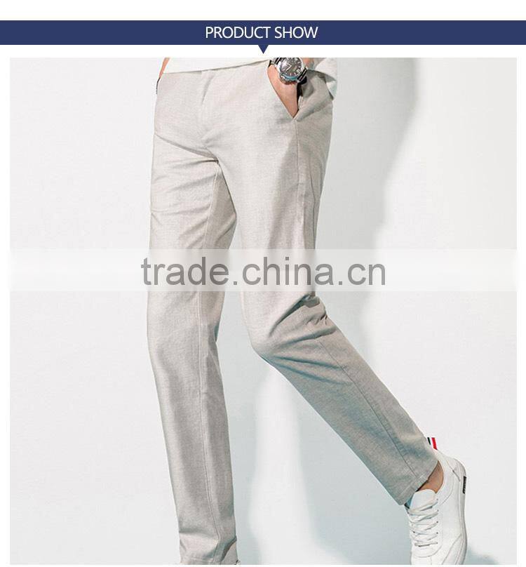 Men's summer linen trousers thin straight all-match size casual loose cotton pants custom