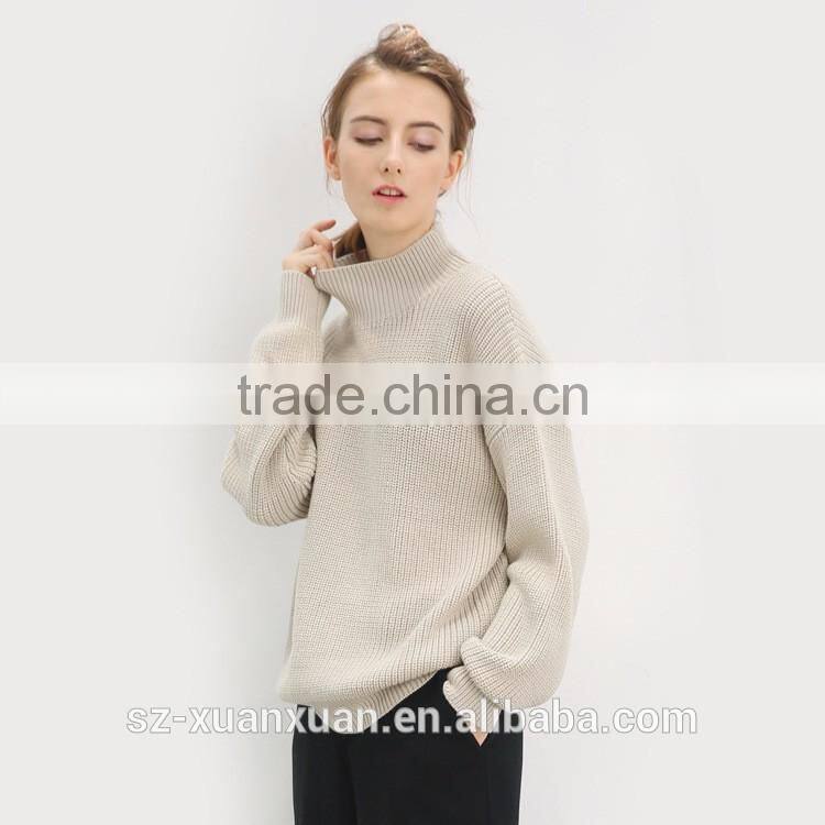 Wholesale winter white women's turtleneck sweater 2016