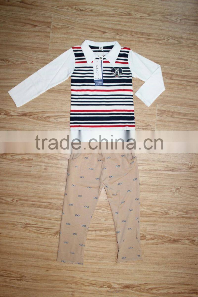 GZY new design polo shirt for boys and long pants set
