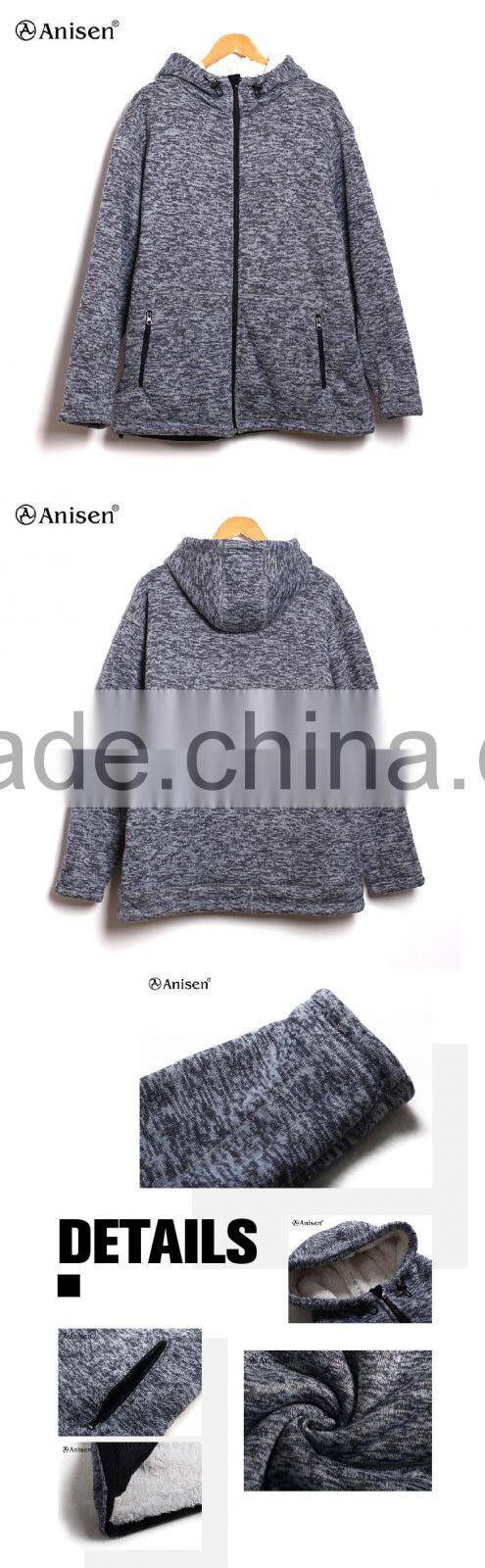 warm sherpa and sweater fleece hoodies men jacket