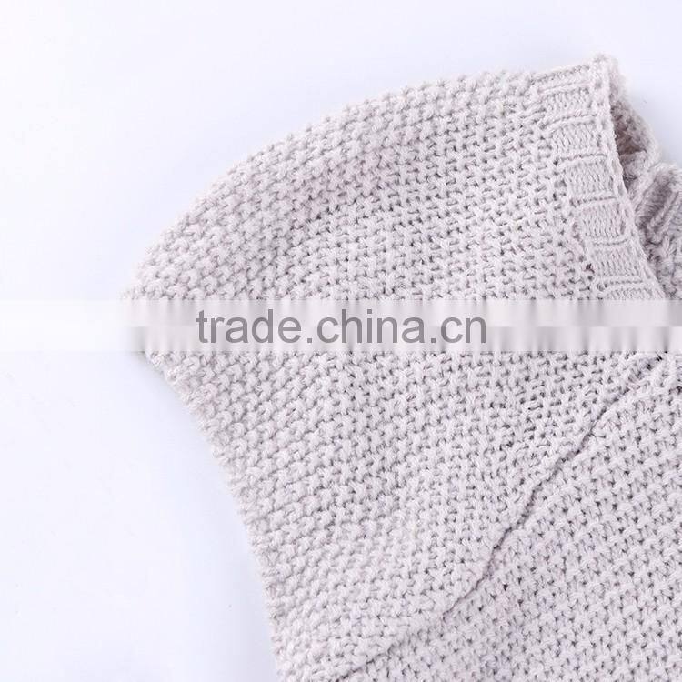 YAKUYIYI Girl Grey Short Sleeve Kitten Pocket Long Sweater