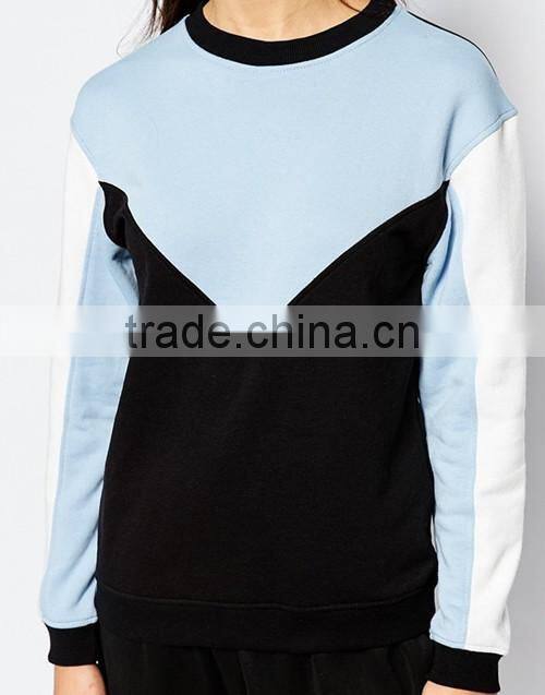 Ladies designer colour block crew neck sweatshirt