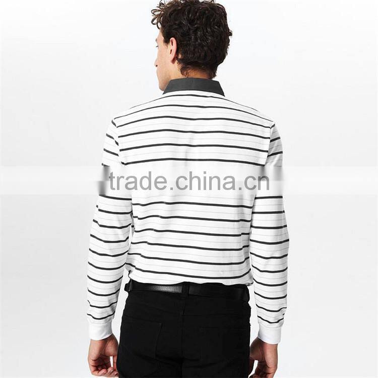 Wholesale polo shirt in china black and white striped 100% polo t-shirt