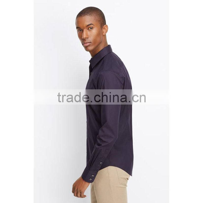 Wholesale China manufacturer slim fit solid color lightweight cotton mens shirts