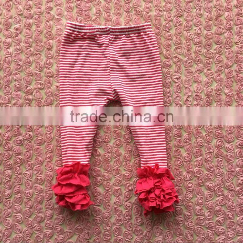 2016 hot sale baby stripe fuller ruffles icing pants baby icing leggings