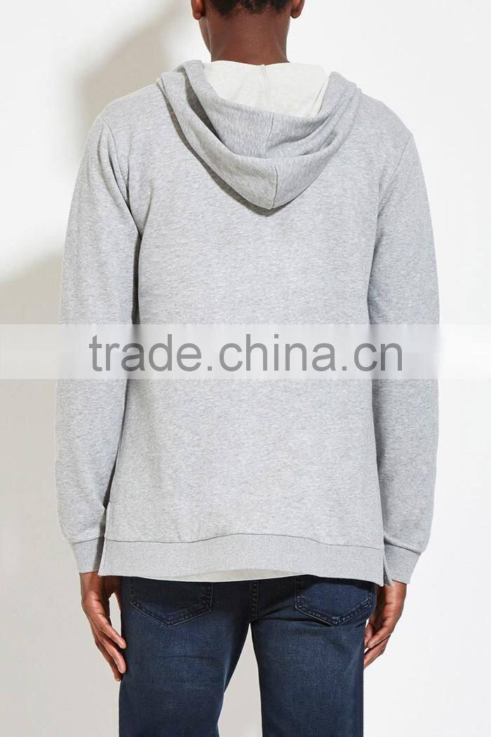 Latest cheap men gray plain thick hoodies