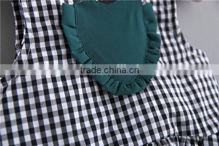 Baby girl clothes summer outfit plaid sleeveless top dark green shorts plus size children wear oem service
