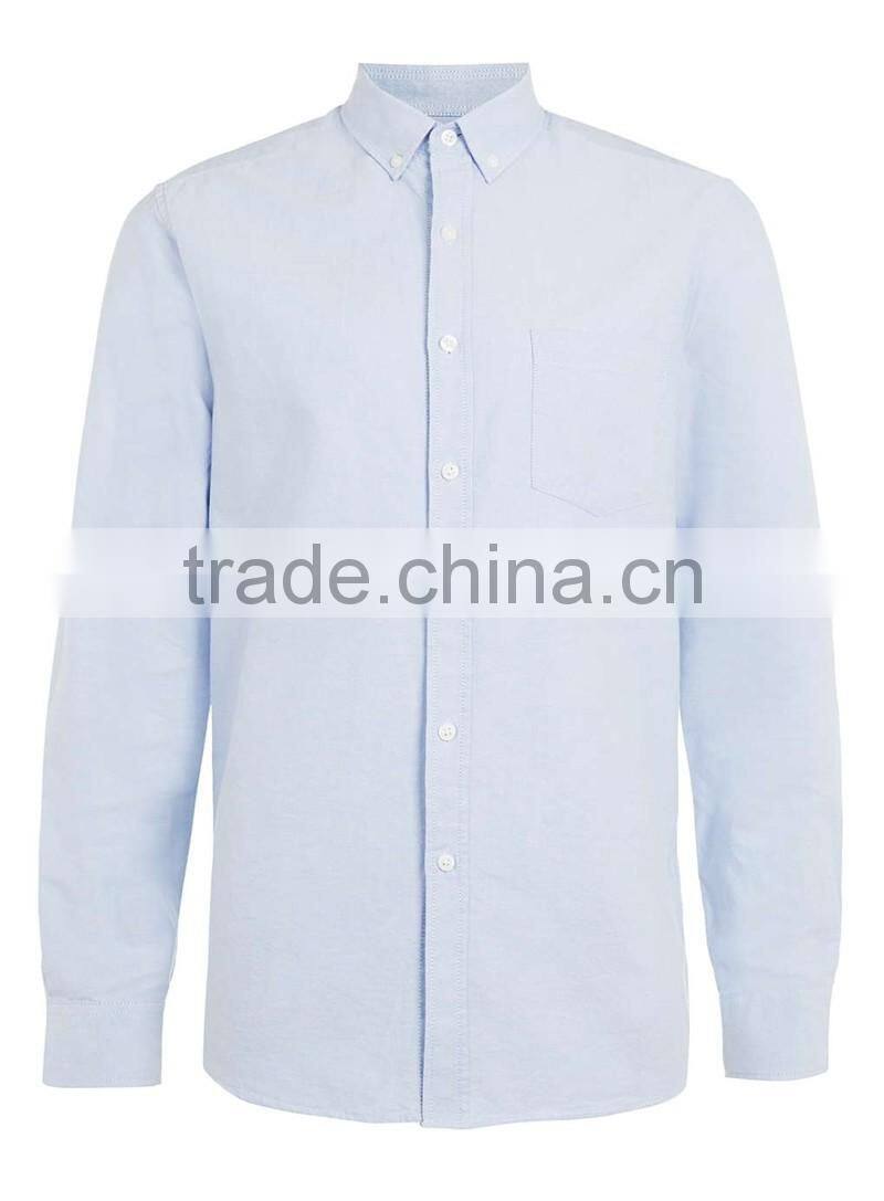 2016 latest Blue Oxford Long Sleeve Casual Shirt