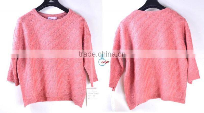 embossed yarn raglan sleeve design for 2016 lady sweater