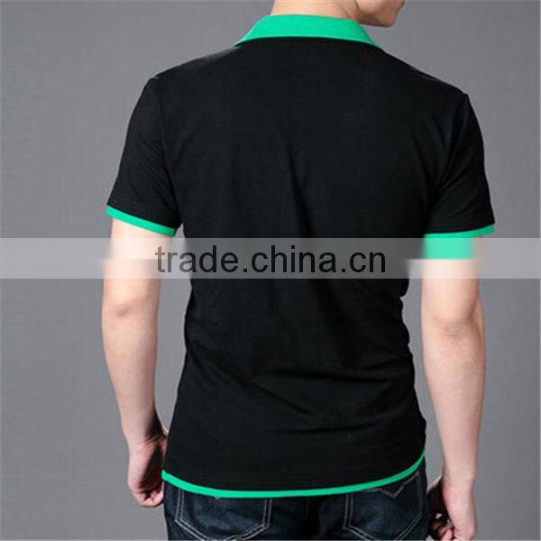 2014 Stylish Turn-Down Collar Color Matching Man's T-Shirt