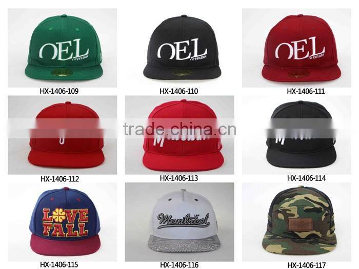 Green underbrim snapback cap,custom 3D embroidery snapback cap,black cotton snapback cap