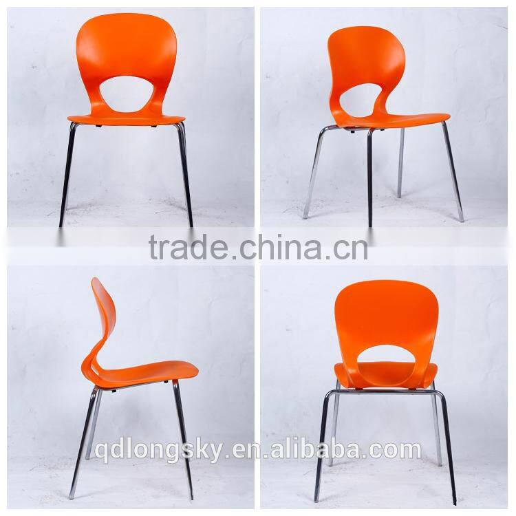 LS-4029 popular plastic stackable armless chairs best price top supplier wholesale plastic chairs with Steel Legs