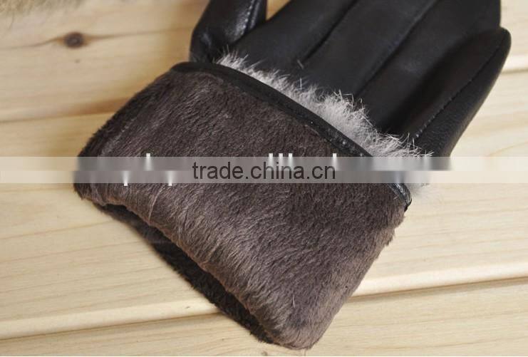 rabbit hair lady fashion sheep leather gloves
