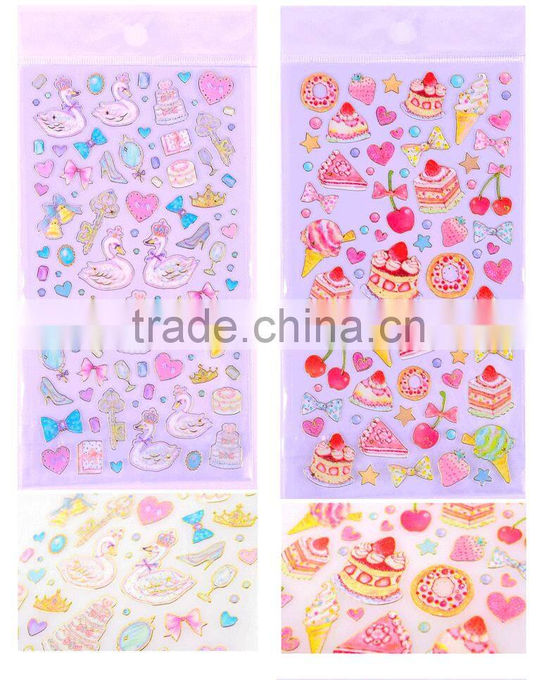 Die-cut different shape sticker PVC / PET sticker cheap gold stamp sticker