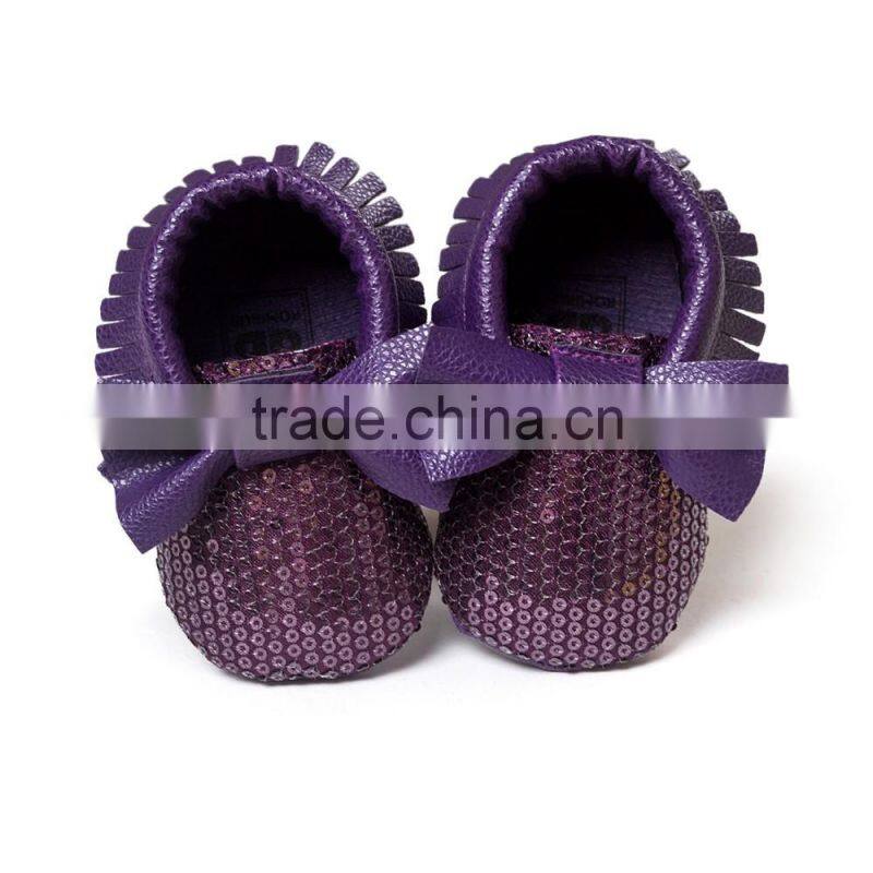High quality pu sequin baby moccasins