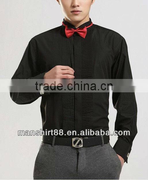 100%Cotton High quality Elegant style Newest White Wing-tip collar tuxedo shirt for men with french cuff