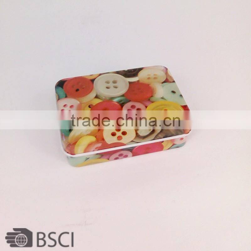 D&D button printed sewing tin box Compartment Adjustable Jewelry Storage Box Beading Box