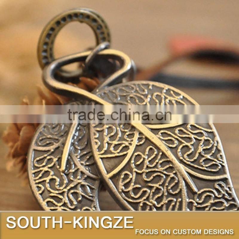 Guiene Leather Bronze Leaf Pendant