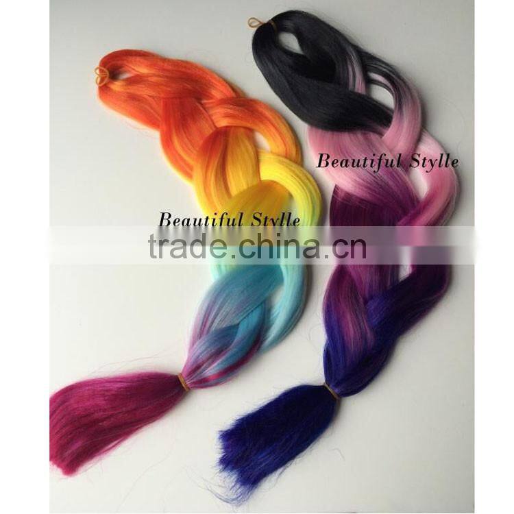 Factory Supply Pre Braided Two Colored Wholesale Cheap Synthetic Braiding Hair
