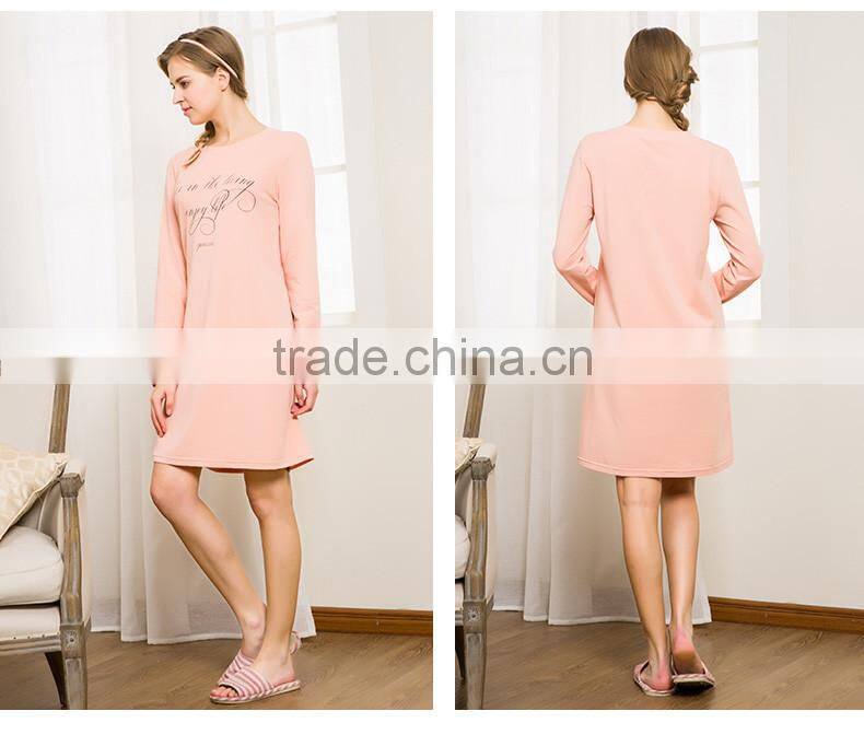 Super Grade Qianxiu Autumn Character Print Long Sleeved Sweet Elegant Girl Lady Sexy Nightgown