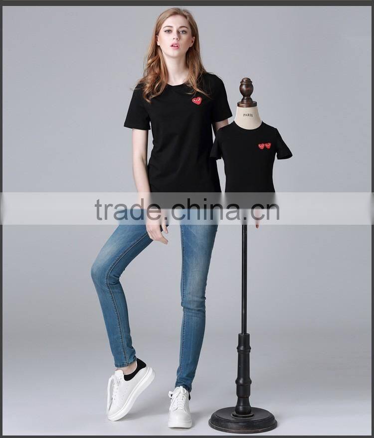 High fashion wholesale mommy and me custom shirt round neck new style pant shirt