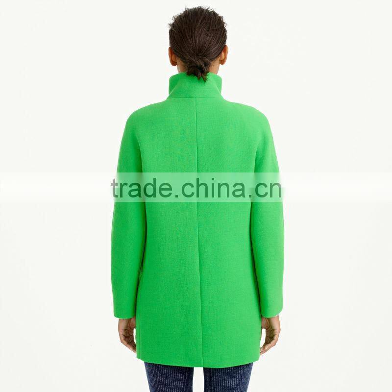 Double Cloth Wool Patch Pocket Cocoon Coat