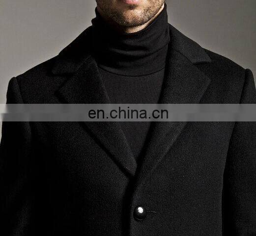 Winter Design Full Length Men's Black Wool Cashmere Chesterfield Coat