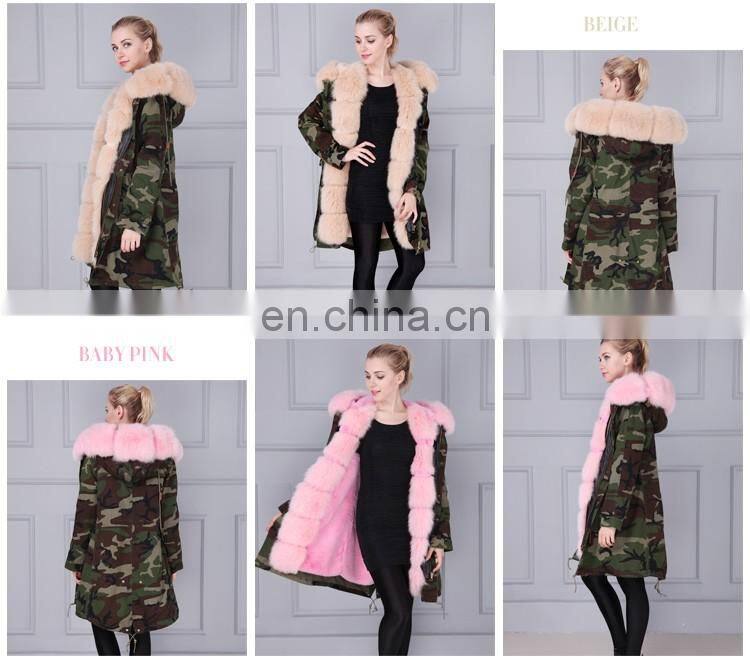 Modern and fashionable real fur trimmed coats with warm hodded