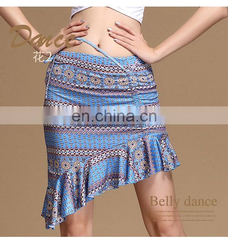 Q-6061 Egyptian Milk silk flower printing short belly dance skirt