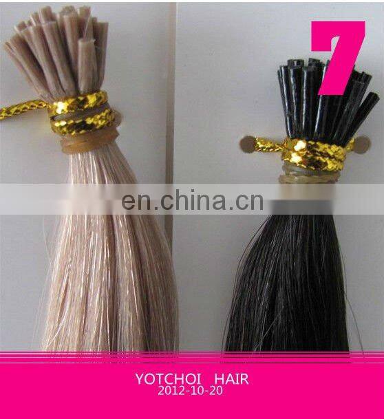2013 hot sale factory cheap price full cuticle 100% remy human pre bonded U tip hair extensions