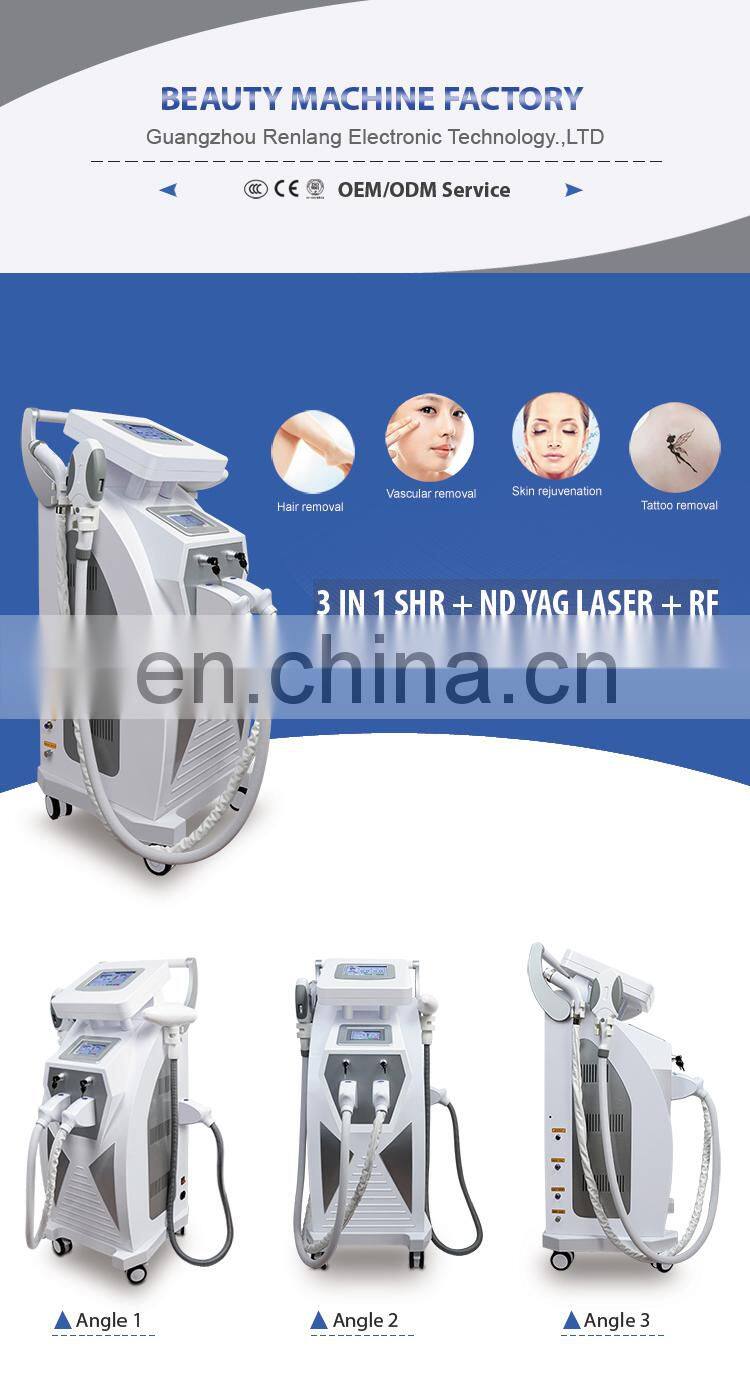 3 in 1 multifunction beauty machine with opt/ nd yag laser/rf lifting