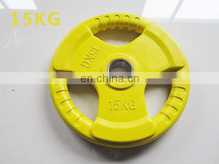 Three hole color rubber package iron barbell plate