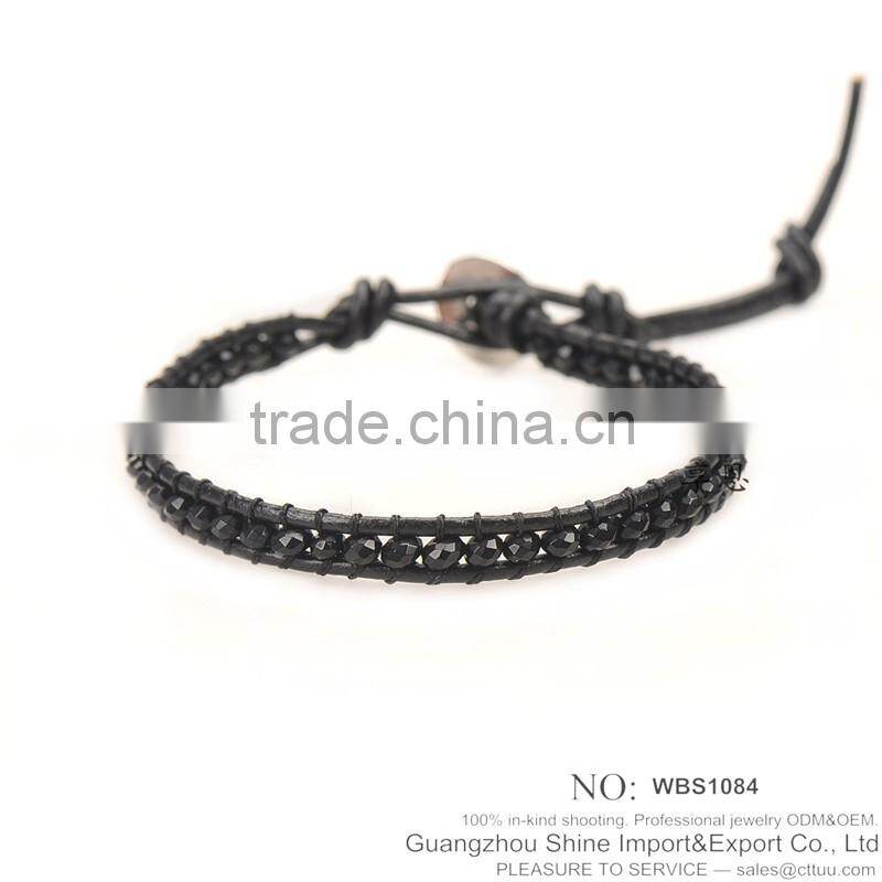 Many design agate survival boho bracelet leather beads XE09-0109