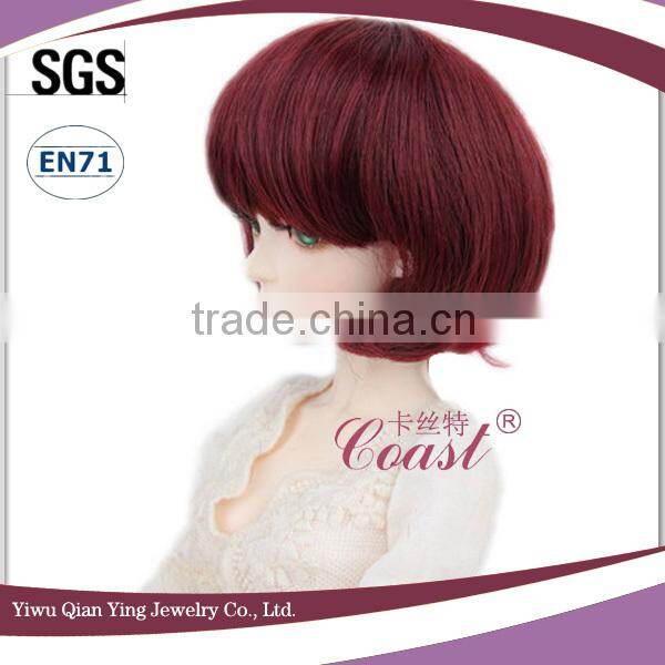 short cheap cute bob cut burgundy doll wig