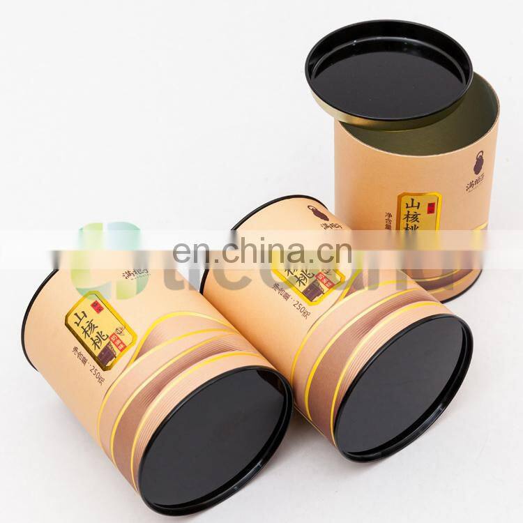 Custom Color Printing Paper Tube Packaging box melon seeds package with Tin Lid