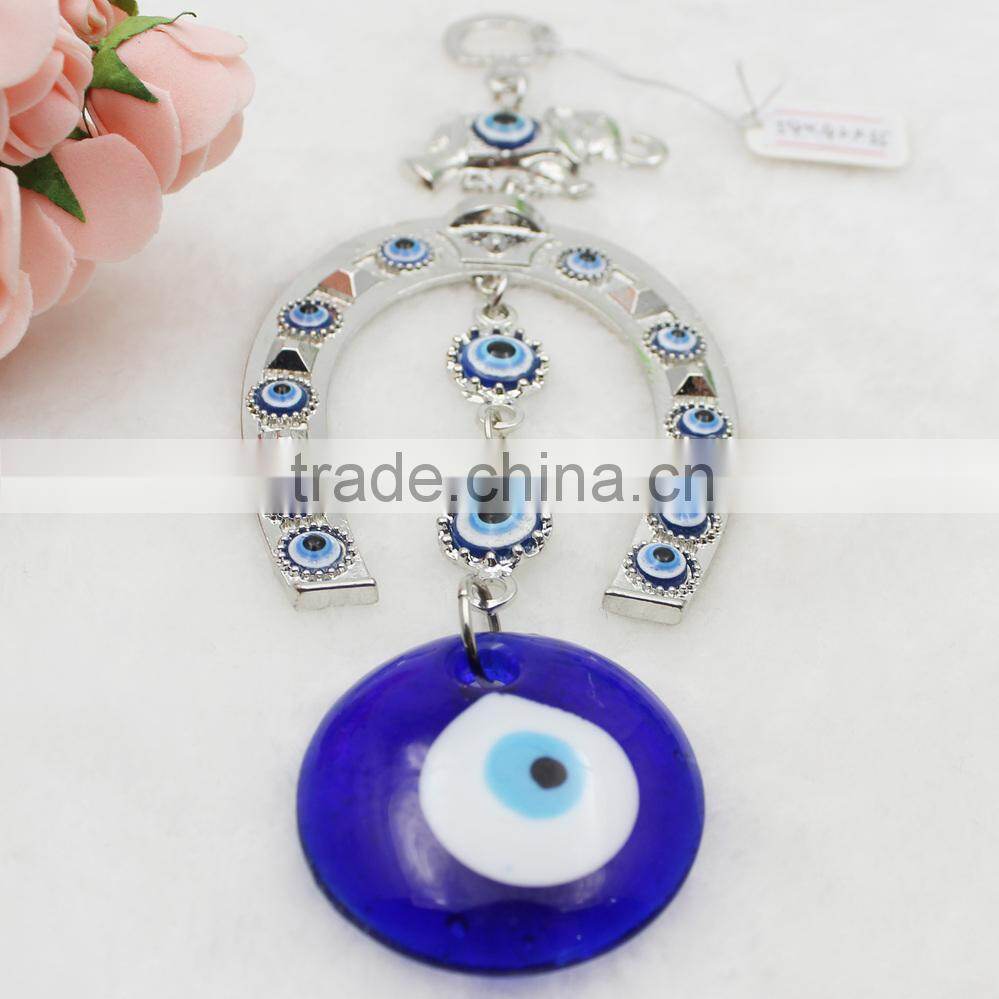 Islamic Horseshoe Pendant Car Hanging With Glass Blue Evil Eye Beads