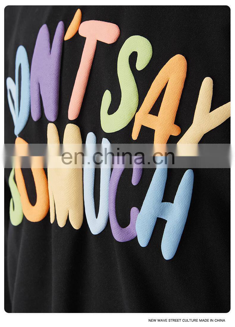 2021 autumn and winter new product brand three-dimensional foam printing color letters hip-hop men's terry sweater