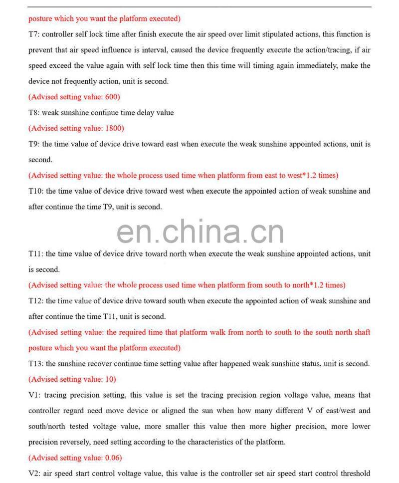 Automatic Dual Axis Solar Tracker Controller W/O Remote Control Wind Speed Sensor