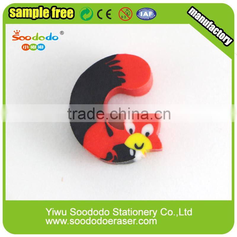 Cute Extruded rubber erasers animal letter eraser