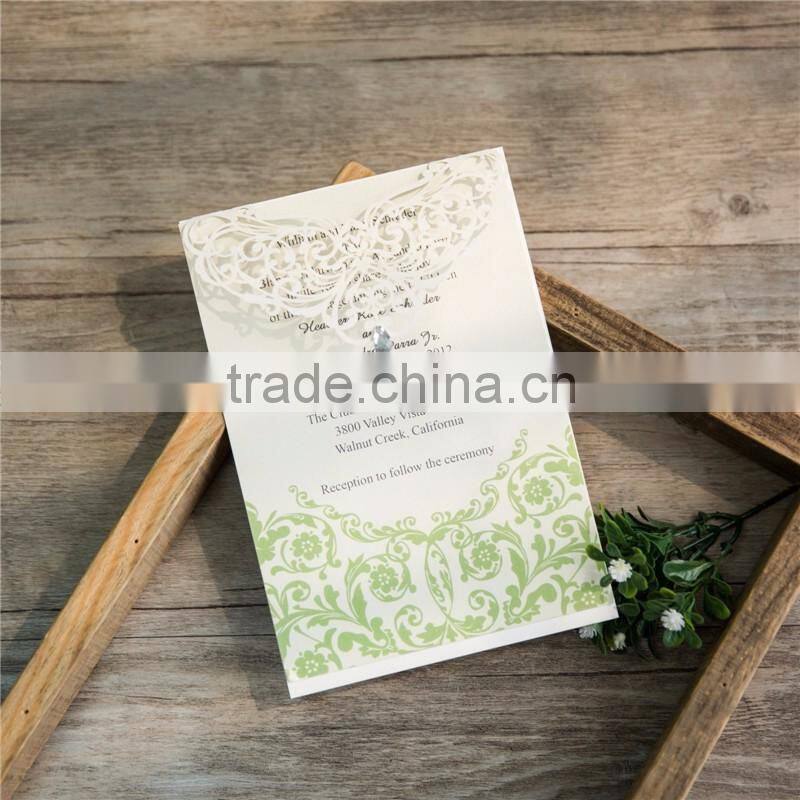 Inexpensive Fantastic Handmade Black Laser Cut Floral Wedding Invitations Wraps