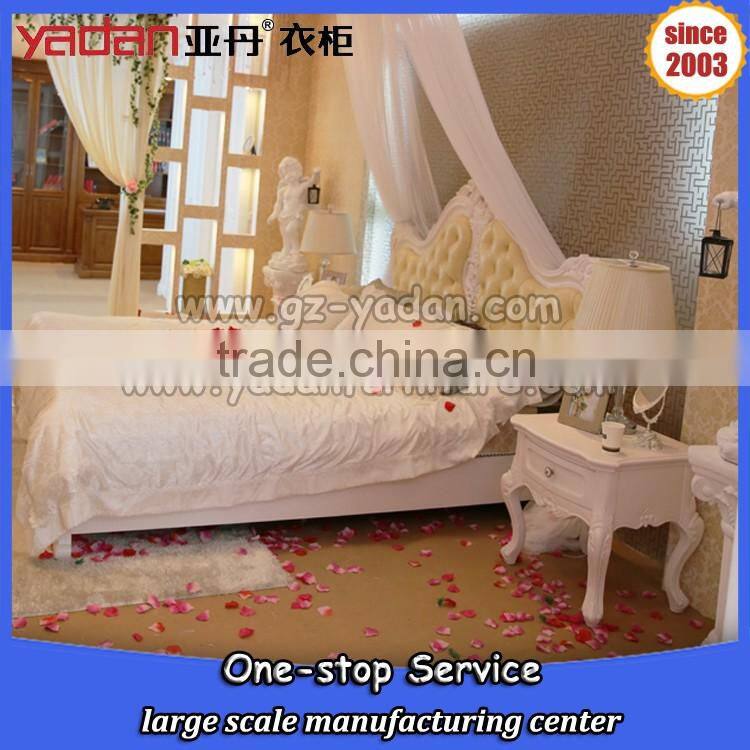 French Wedding Hand Carved Double Bed Wooden Bedroom Set Romantic Home Furniture