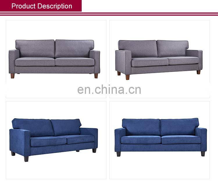 Living Room Available Blue Sofa Adjustable Backrest Three Seats Sofa