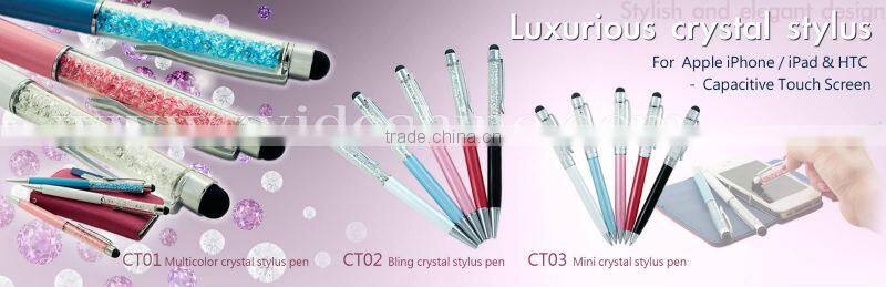 Mini touch pen key ring with crystal for smart phone , luxury products for wholesales