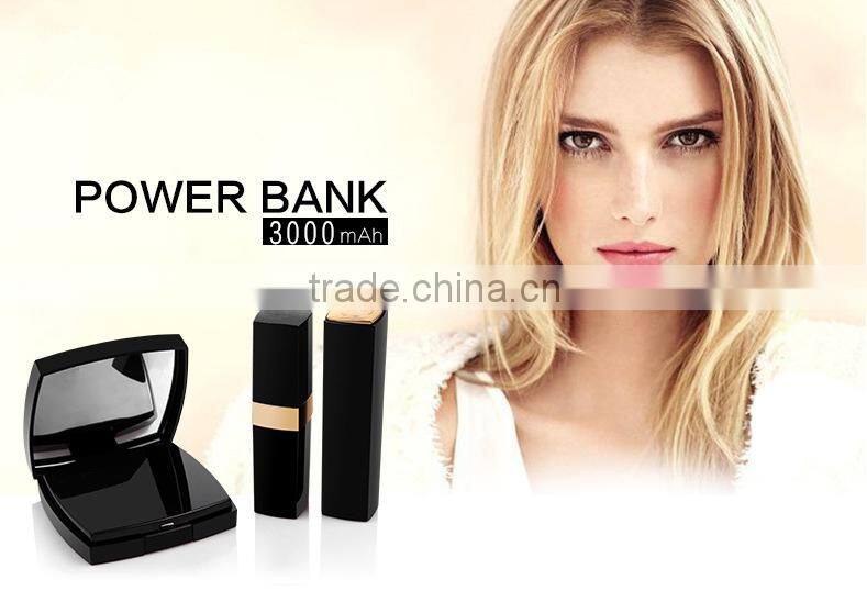 Best selling products lipstick power bank 3000mah charger universal portable phone charger