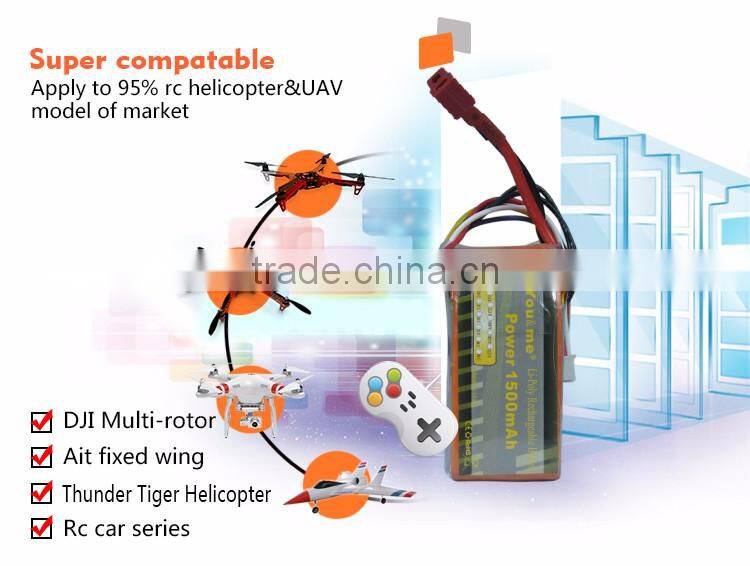 You&me 6S 22.2V 1500mAh 25C Rechargeable Lithium Polymer Battery for RC Helicopter