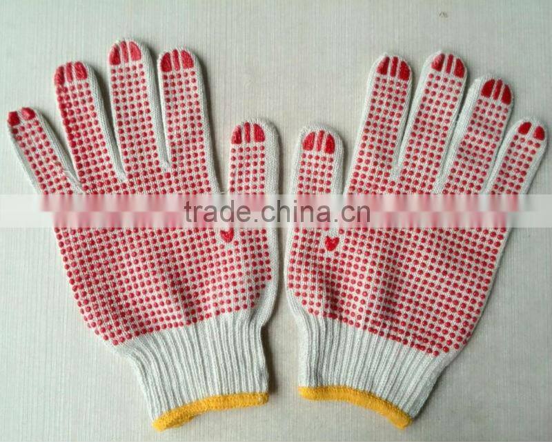 most popular orange dot 26cm pvc dotted cotton working glove